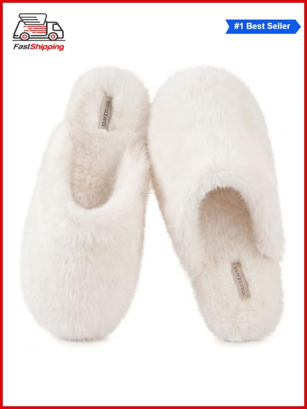 ✨ Snug Leaves Faux Fur Memory Foam Mule Slippers